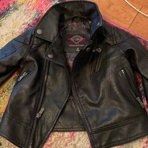 Black faux leather moto jacket
